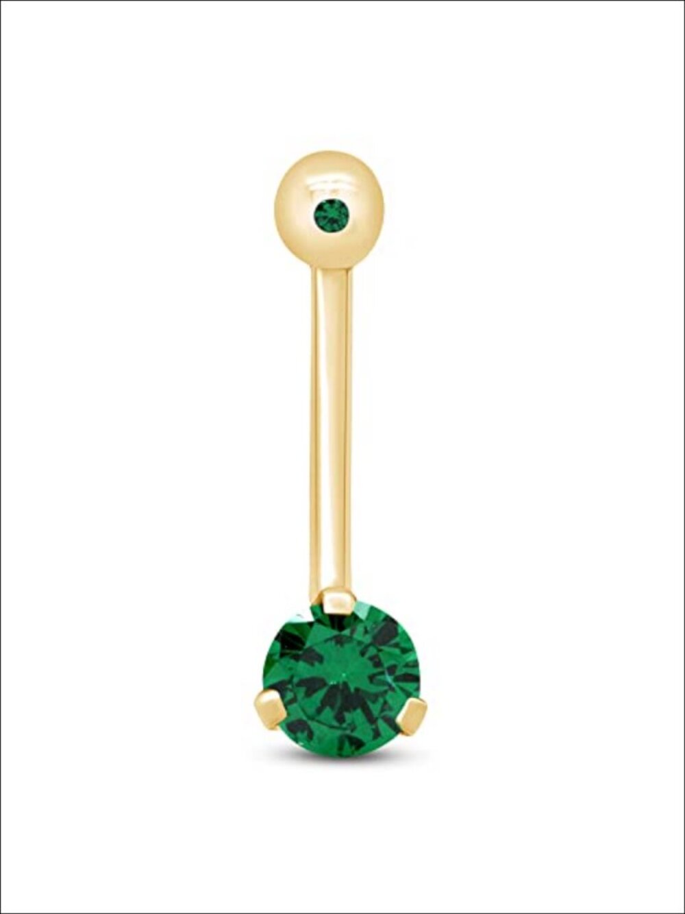 Internally Threaded Belly Button Navel Ring 14k Yellow Gold Over Sterling